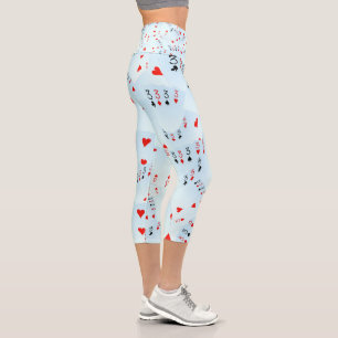 Poker Cards Quad Threes, Ladies Capri Leggings.