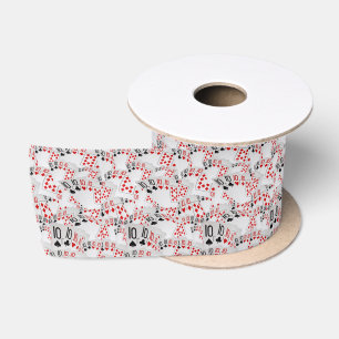 Poker Cards Tens Pattern, Satin Ribbon