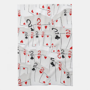 Poker Cards Twos Layered, Tea Towel