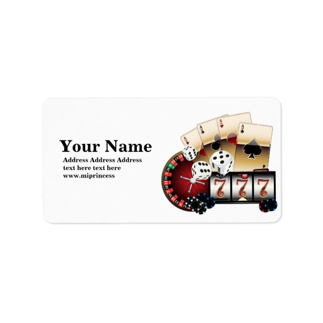poker, casino, adult, return address stickers (Front)