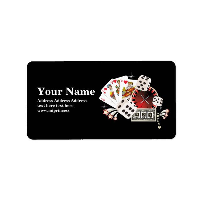 poker, casino, adult, return address stickers (Front)