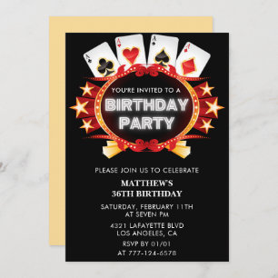 Poker Casino Playing card 36th birthday invitation