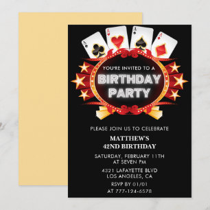Poker Casino Playing card 42nd birthday invitation