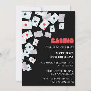 Poker Casino Playing card 69th birthday invitation