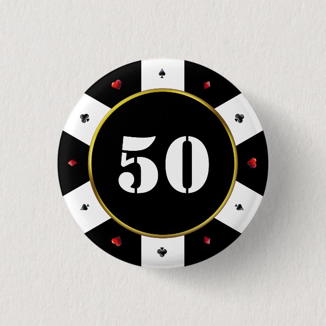 Poker Chip 50th Birthday Party 3 Cm Round Badge (Front)