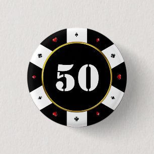 Poker Chip 50th Birthday Party 3 Cm Round Badge