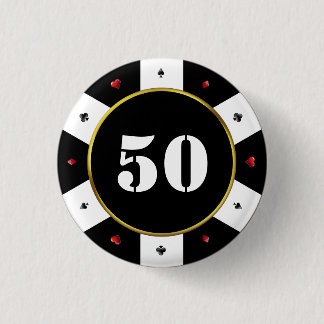 Poker Chip 50th Birthday Party 3 Cm Round Badge