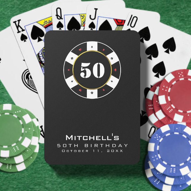 Poker Chip 50th Birthday Party Black Playing Cards (Poker Chip 50th Birthday Party Black Poker Cards
)
