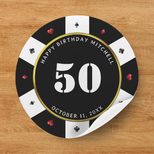 Poker Chip 50th Birthday Party Classic Round Sticker
