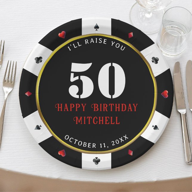 Poker Chip 50th Birthday Party Paper Plate (Poker Chip 50th Birthday Party Paper Plates
)