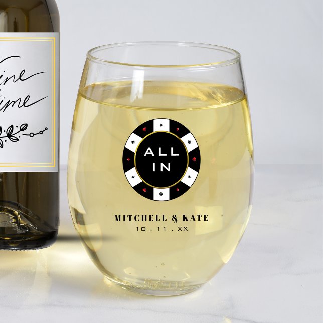 Poker Chip All In Wedding Favour Black Stemless Wine Glass (Poker Chip All In Wedding Favor Black Stemless Wine Glass
)