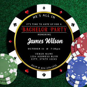 Poker Chip Bachelor Party Invitation