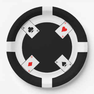 Poker Chip - Black Paper Plate