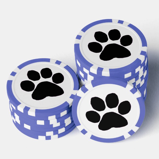 Poker Chip - Black Paw Print (Stack)