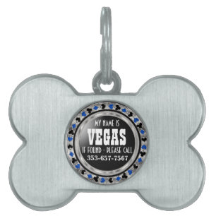 Poker Chip Blue Design   Customise  Pet ID Tag