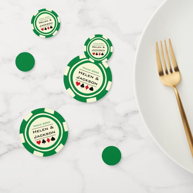 Poker Chip Green Off-White Las Vegas Wedding Confetti (Group)