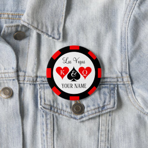Poker chip name buttons for Vegas wedding party