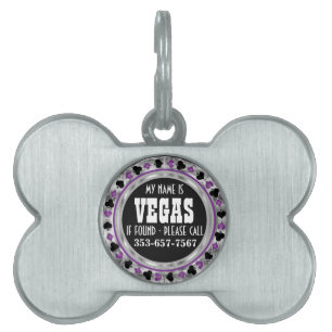 Poker Chip Purple Design   Customise Pet ID Tag