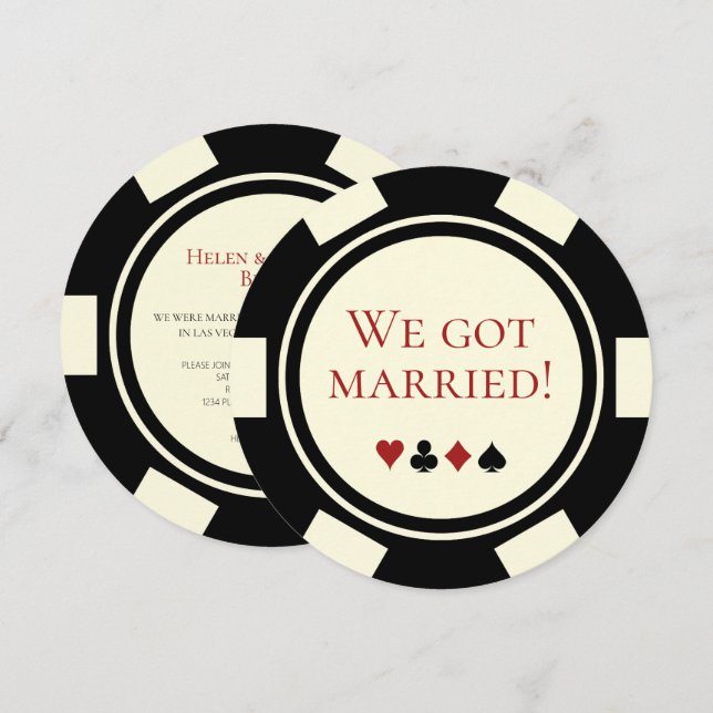 Poker Chip Vegas Wedding Elopement Announcement (Front/Back)