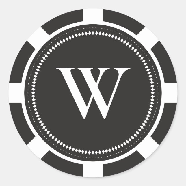 Poker Chip Wedding Stickers - Black (Front)