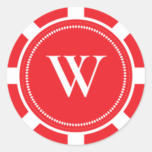 Poker Chip Wedding Stickers - Red