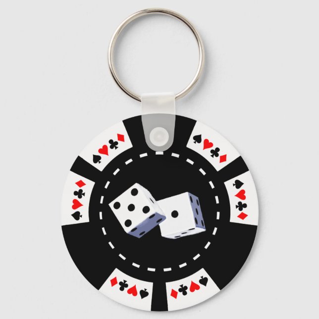 POKER CHIP WITH DICE ORNAMENT KEY RING (Front)