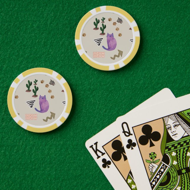Poker Chips Cat Fish Cactus Meow Paws (Poker Table (Double))