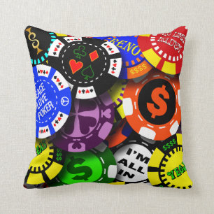 Poker Chips Throw Pillow