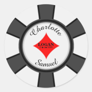 Poker Chips Vegas Wedding Classic Round Sticker