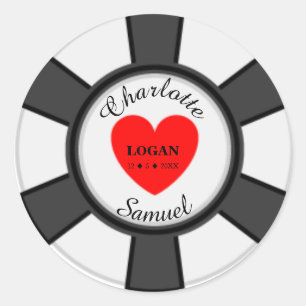 Poker Chips Vegas Wedding Classic Round Sticker