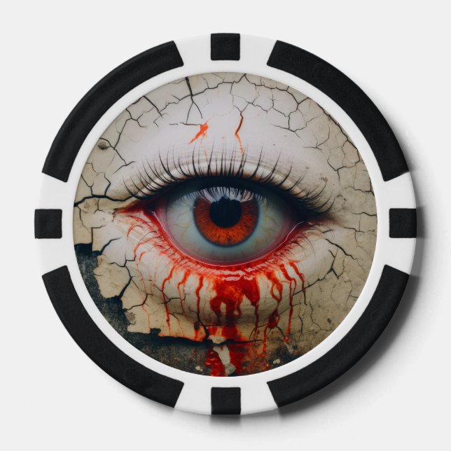Poker Chips with Creepy Eyeball Horror Casino Game (Front)
