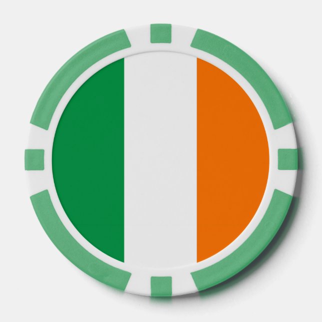 Poker chips with Flag of Ireland (Front)