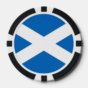 Poker chips with Flag of Scotland, United Kingdom
