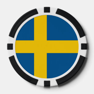 Poker chips with Flag of Sweden