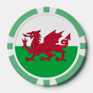 Poker chips with Flag of Wales, United Kingdom