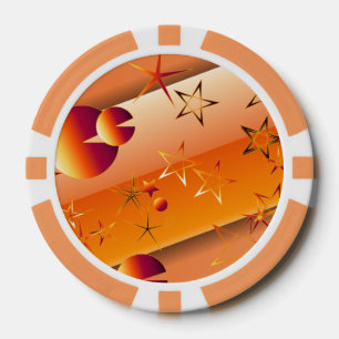 Poker Chips with Orange Abstract Design