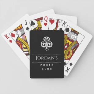 Poker Club Black & White Elegant Masculine Name Playing Cards