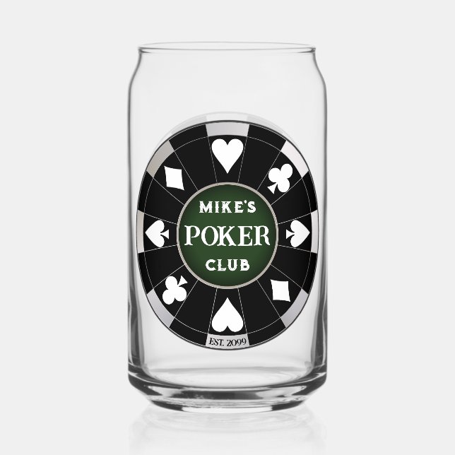 Poker Club Chip Beer Can Glass Drinkware (Front)