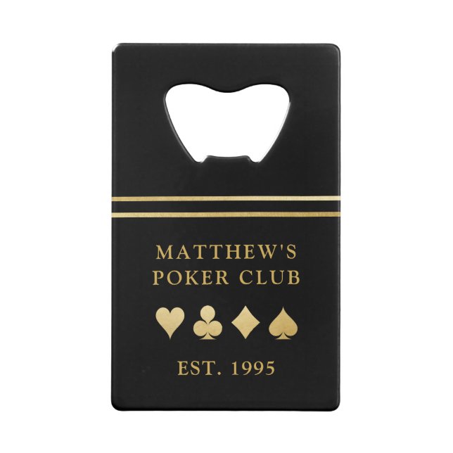 Poker Club Name with Gold Card Suits (Back)