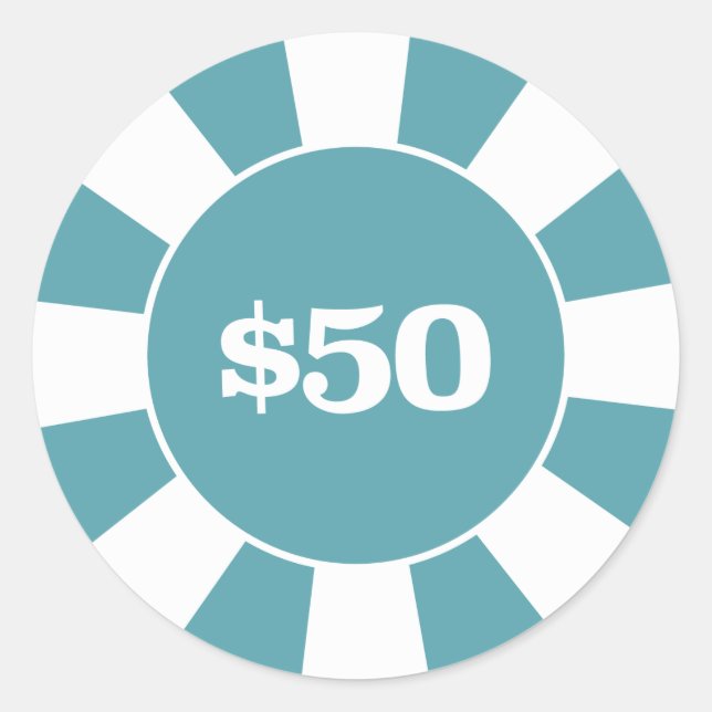 Poker Coaster 50 Blue Classic Round Sticker (Front)