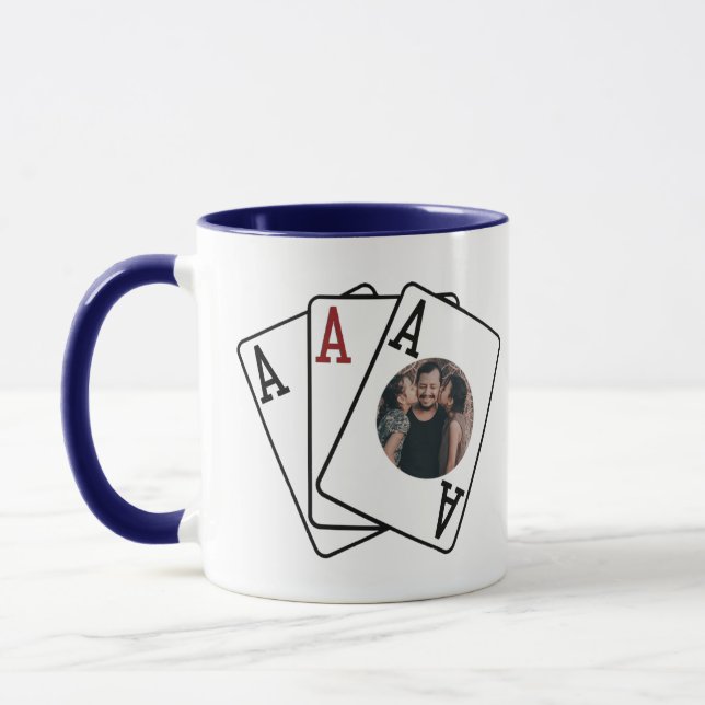 Poker Dad Three Aces Photo Frame Mug Gift (Left)