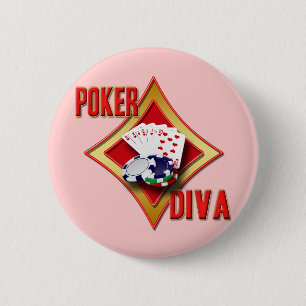 POKER DIVA 6 CM ROUND BADGE