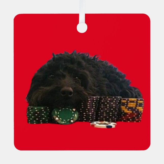 Poker Dog Metal Ornament (Front)