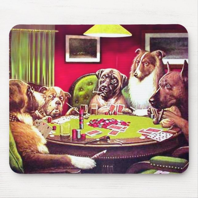 POKER DOGS:  A BOLD BLUFF MOUSE MAT (Front)