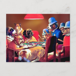 Poker Dogs: Pinched with Four Aces Postcard