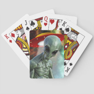 Poker Face Alien Playing Cards
