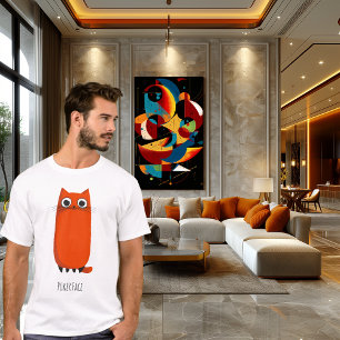 Poker Face Cat   Funny Minimalist Cartoon T-Shirt