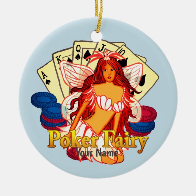 Poker Fairy   Ceramic Tree Decoration (Front)
