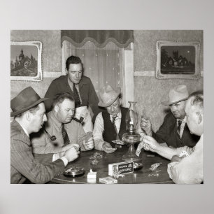 Poker Game, 1939. Vintage Photo Poster