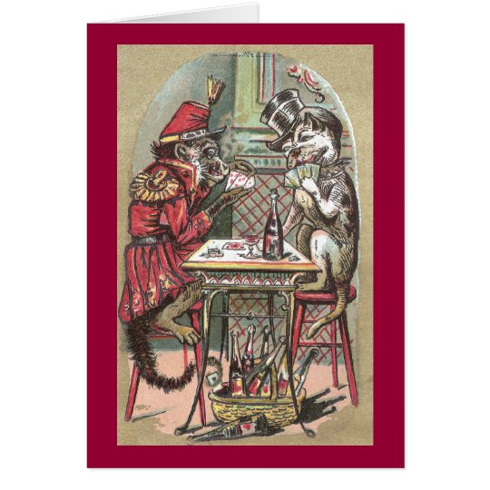 Poker Game Between Monkey & Bulldog Card
